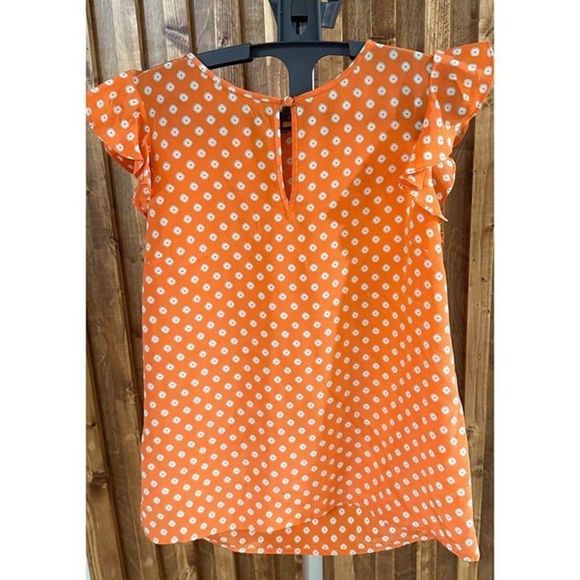 J. Crew Orange and White Polka Dot Blouse - Picture 2 of 3